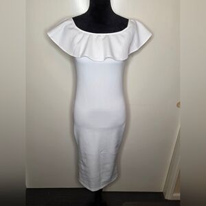 Chic Off-Shoulder White Midi Dress